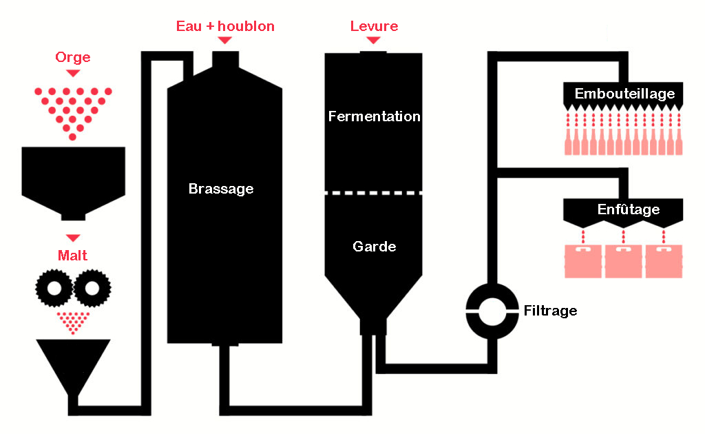 Schéma du brassage de la bière